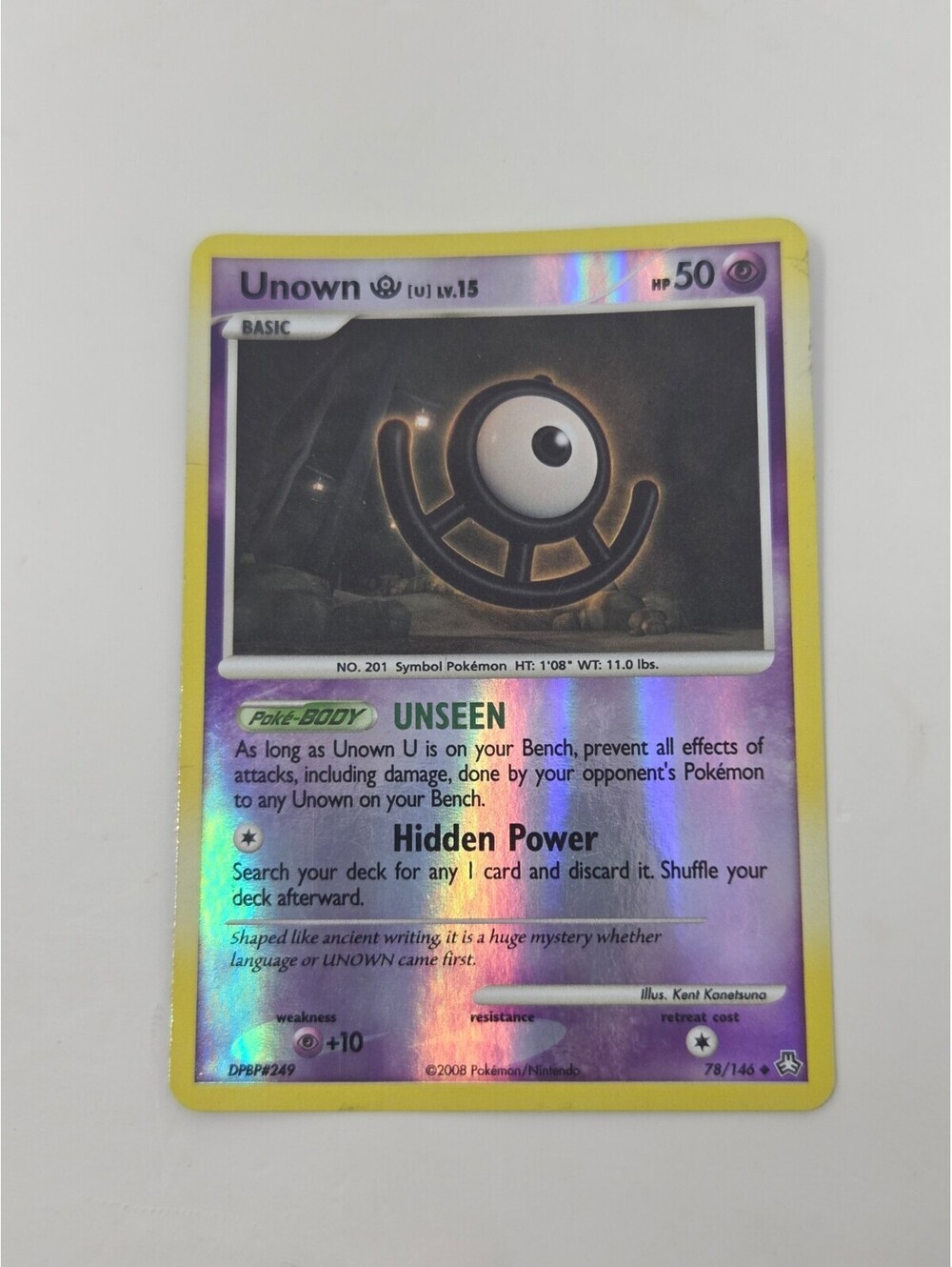 2008 Pokémon Unown U Lv.15 Holo Rare Card 78/146 DPBP#249 Hidden Power